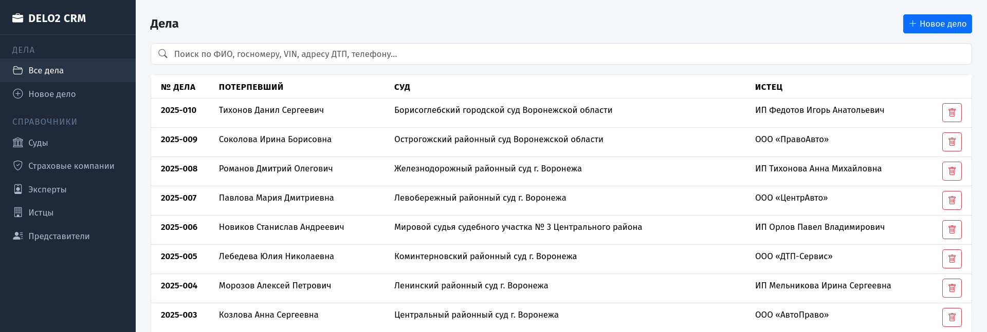 Реестр дел